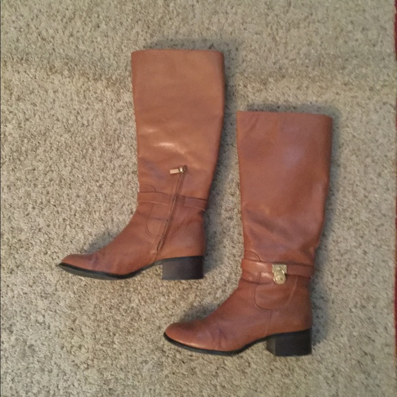 MICHAEL KORS HAMILTON TAN LEATHER RIDING BOOTS, 9 - Picture 4 of 7